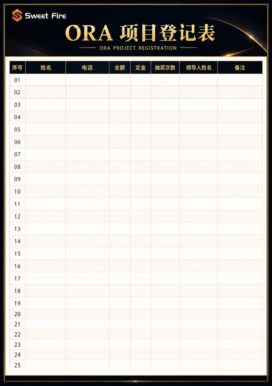 ORA 项目登记表预览